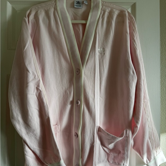 Adidas Baby Pink Cardigan with White Trim - Picture 1 of 5